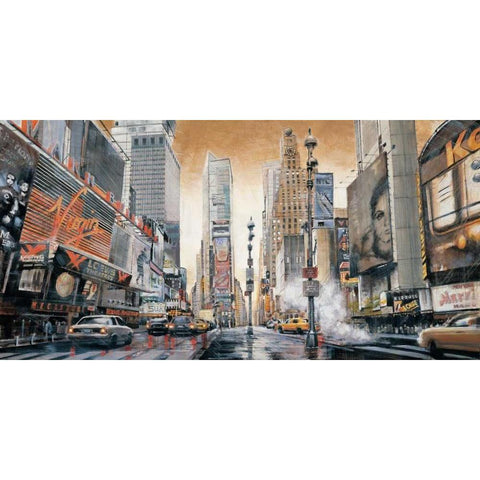 Crossroads - Times Square Black Modern Wood Framed Art Print with Double Matting by Daniels, Matthew