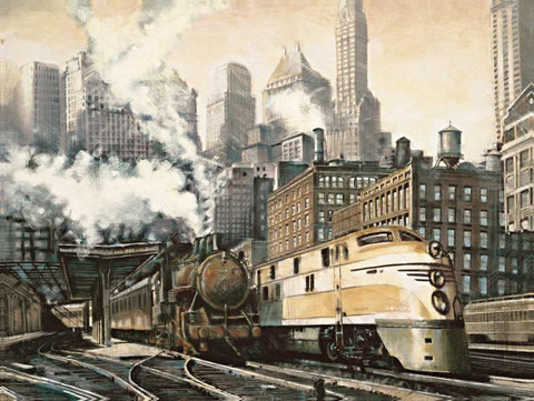 The Station-Chicago Black Ornate Wood Framed Art Print with Double Matting by Daniels, Matthew