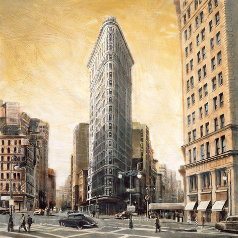 The Flatiron Building Gold Ornate Wood Framed Art Print with Double Matting by Daniels, Matthew