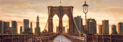 Manhattan Evening White Modern Wood Framed Art Print with Double Matting by Daniels, Matthew