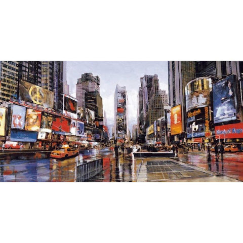 Evening in Times Square Gold Ornate Wood Framed Art Print with Double Matting by Daniels, Matthew