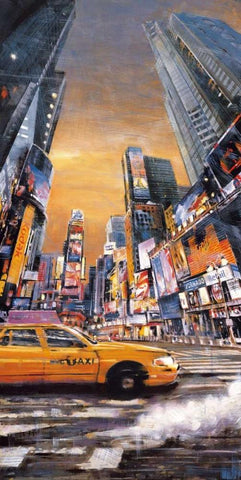 Times Square Perspective I White Modern Wood Framed Art Print with Double Matting by Daniels, Matthew