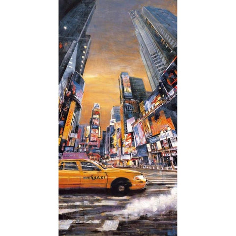 Times Square Perspective I Gold Ornate Wood Framed Art Print with Double Matting by Daniels, Matthew