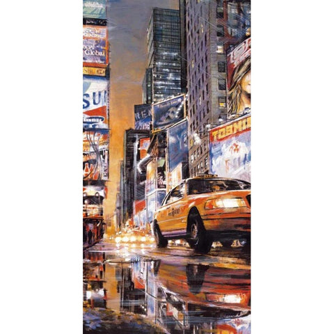 Times Square Perspective II Black Modern Wood Framed Art Print with Double Matting by Daniels, Matthew