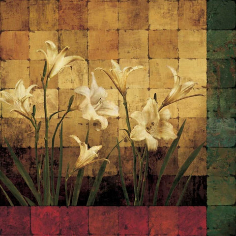 Lily Garden Black Modern Wood Framed Art Print with Double Matting by Wells, Marcia