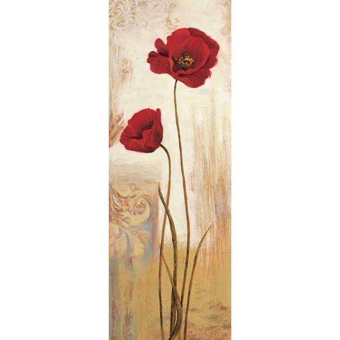 Panneau coquelicots Gold Ornate Wood Framed Art Print with Double Matting by Besson, Nathalie