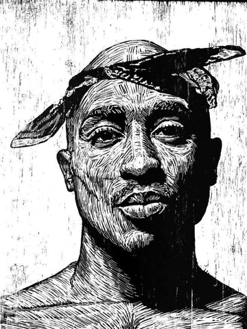 Tupac Black Ornate Wood Framed Art Print with Double Matting by Shigley, Neil