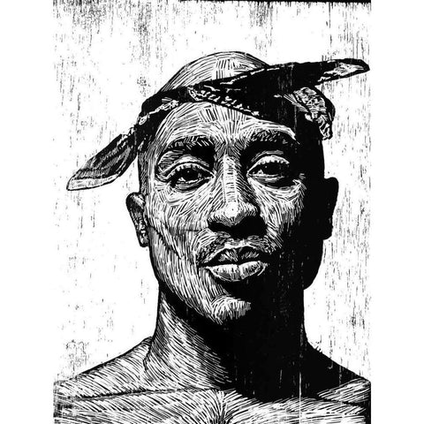 Tupac White Modern Wood Framed Art Print by Shigley, Neil