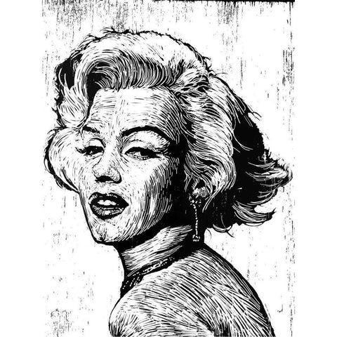 Marilyn Black Modern Wood Framed Art Print with Double Matting by Shigley, Neil