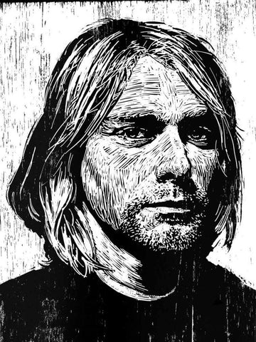 Cobain White Modern Wood Framed Art Print with Double Matting by Shigley, Neil