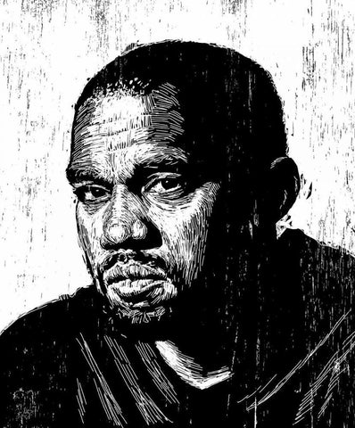 Kanye White Modern Wood Framed Art Print with Double Matting by Shigley, Neil