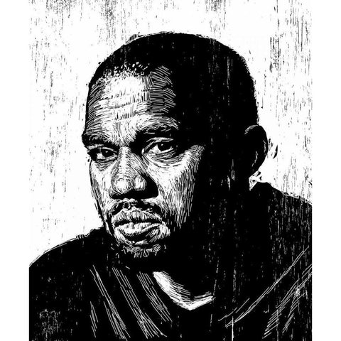 Kanye Black Modern Wood Framed Art Print by Shigley, Neil