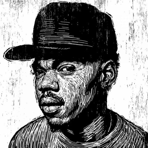 KC Chance the Rapper White Modern Wood Framed Art Print with Double Matting by Shigley, Neil