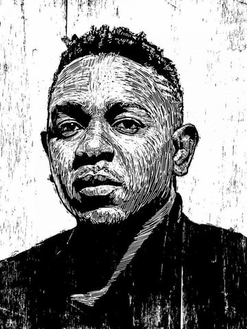 Kendrick Lamar White Modern Wood Framed Art Print with Double Matting by Shigley, Neil