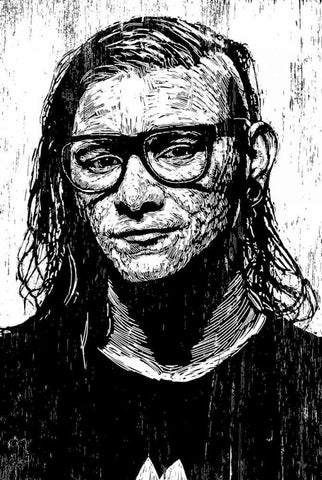 Shrillex White Modern Wood Framed Art Print with Double Matting by Shigley, Neil