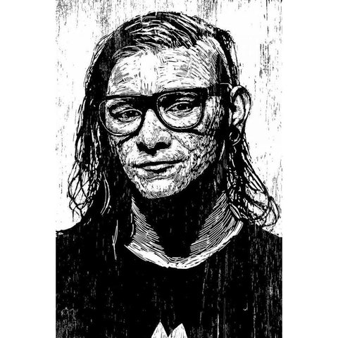 Shrillex Black Modern Wood Framed Art Print by Shigley, Neil