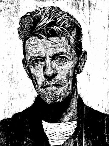 David Bowie White Modern Wood Framed Art Print with Double Matting by Shigley, Neil