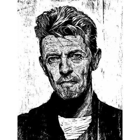 David Bowie White Modern Wood Framed Art Print by Shigley, Neil