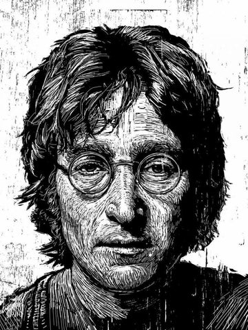 Lennon Black Ornate Wood Framed Art Print with Double Matting by Shigley, Neil