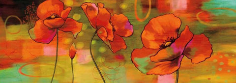 Magical Poppies White Modern Wood Framed Art Print with Double Matting by Sutton, Nicole