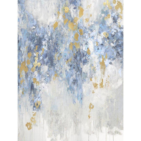 Cascade Blue with Gold White Modern Wood Framed Art Print by Robbins, Nikki