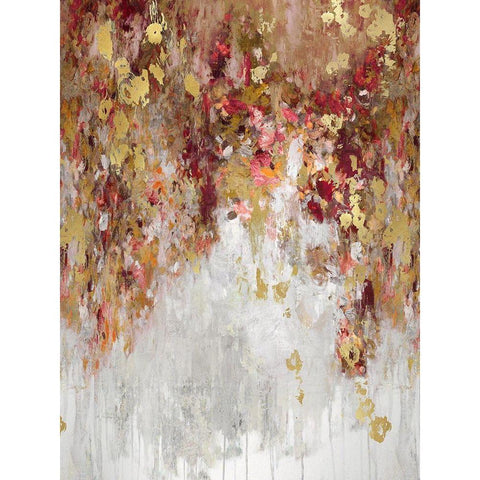 Cascade Red with Gold White Modern Wood Framed Art Print by Robbins, Nikki