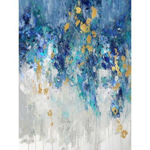 Cascading Blues I Gold Ornate Wood Framed Art Print with Double Matting by Robbins, Nikki