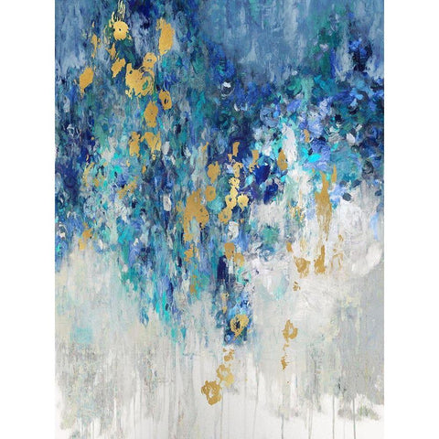 Cascading Blues II White Modern Wood Framed Art Print by Robbins, Nikki