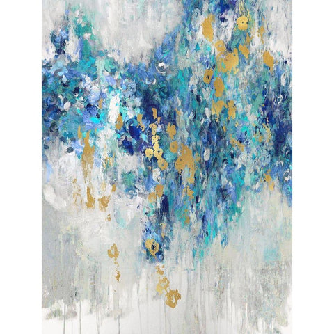 Cascading Blues III Gold Ornate Wood Framed Art Print with Double Matting by Robbins, Nikki