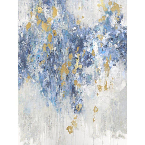 Cascade Indigo with Gold  White Modern Wood Framed Art Print by Robbins, Nikki