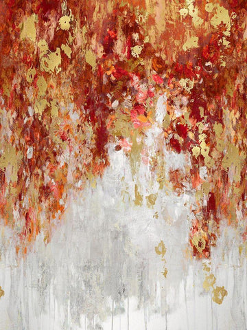 Cascading Fall I White Modern Wood Framed Art Print with Double Matting by Robbins, Nikki