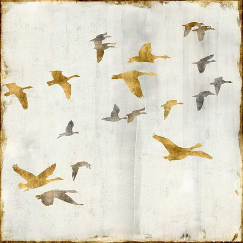 Golden Flight II Black Ornate Wood Framed Art Print with Double Matting by Spencer, Nick