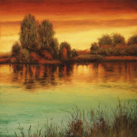 River Sunset II Black Ornate Wood Framed Art Print with Double Matting by Thomas, Neil