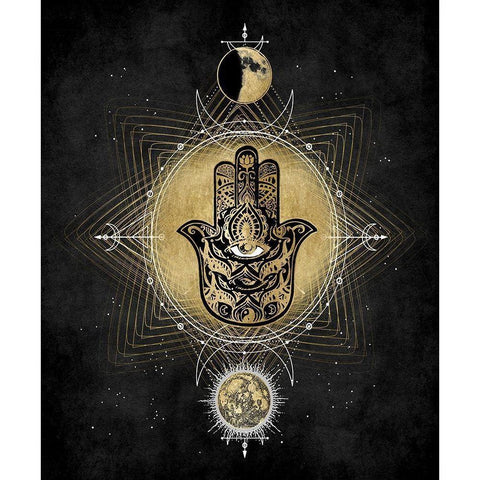 Hamsa Hand Celestial White Modern Wood Framed Art Print by Jeffries, Oliver