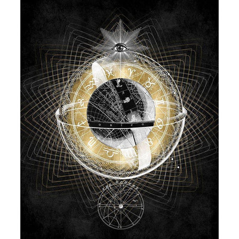 Zodiac Sphere IV Gold Ornate Wood Framed Art Print with Double Matting by Jeffries, Oliver