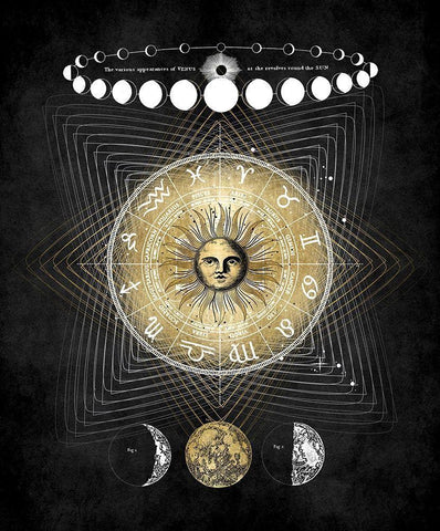 Zodiac Sun II Black Ornate Wood Framed Art Print with Double Matting by Jeffries, Oliver