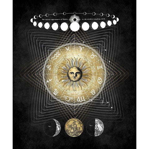 Zodiac Sun II Black Modern Wood Framed Art Print with Double Matting by Jeffries, Oliver