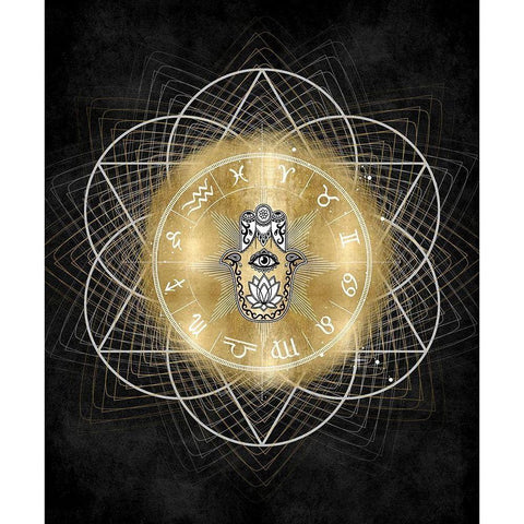 Hamsa Hand with Zodiac Signs White Modern Wood Framed Art Print by Jeffries, Oliver