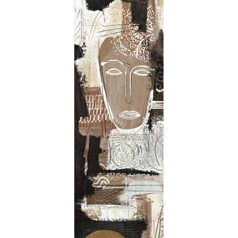 Ethnic Panel I White Modern Wood Framed Art Print by Carney, Patrick