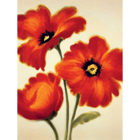 Orange Poppies White Modern Wood Framed Art Print by Benson, Paula