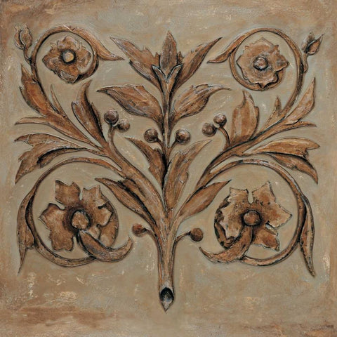 Decorative Scroll I Gold Ornate Wood Framed Art Print with Double Matting by Segovia, Pablo