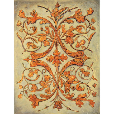 Ornamental Scroll II Gold Ornate Wood Framed Art Print with Double Matting by Segovia, Pablo