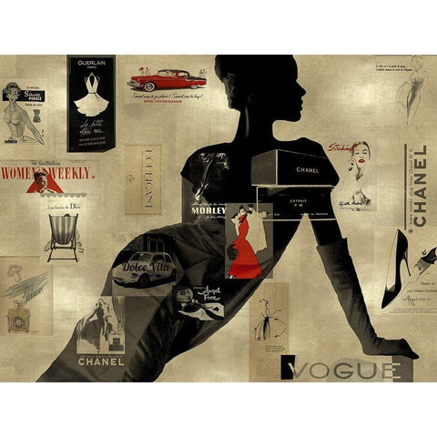 High Fashion on Gold I Black Modern Wood Framed Art Print with Double Matting by Pearson, Amanda