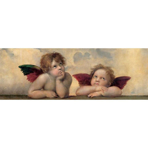 Angeli - Madonna Sistina White Modern Wood Framed Art Print by Sanzio, Raffaello