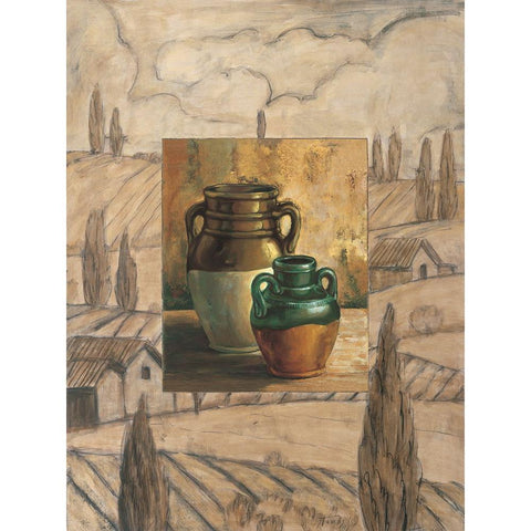 Jarrones del Campo I Black Modern Wood Framed Art Print with Double Matting by Tamaris, Raul