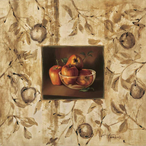 Manzanas en la mesa Black Ornate Wood Framed Art Print with Double Matting by Tamaris, Raul