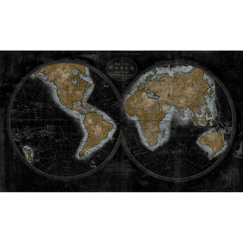 The World In Gold Black Modern Wood Framed Art Print with Double Matting by Brennan, Russell