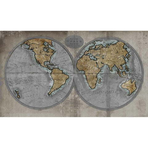 Map of the World White Modern Wood Framed Art Print by Brennan, Russell