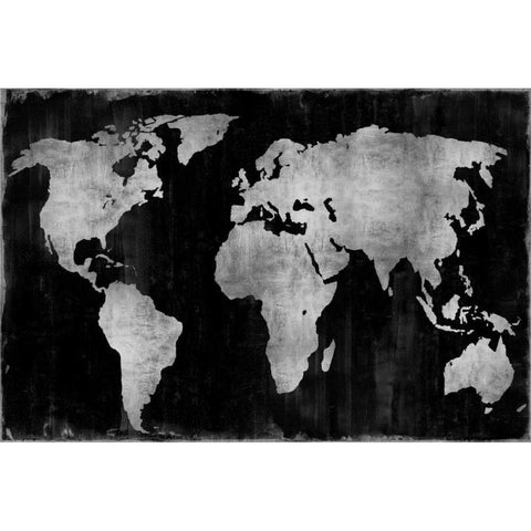 The World - Silver on Black Gold Ornate Wood Framed Art Print with Double Matting by Brennan, Russell