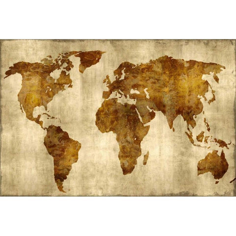 The World - Bronze on Gold Black Modern Wood Framed Art Print with Double Matting by Brennan, Russell